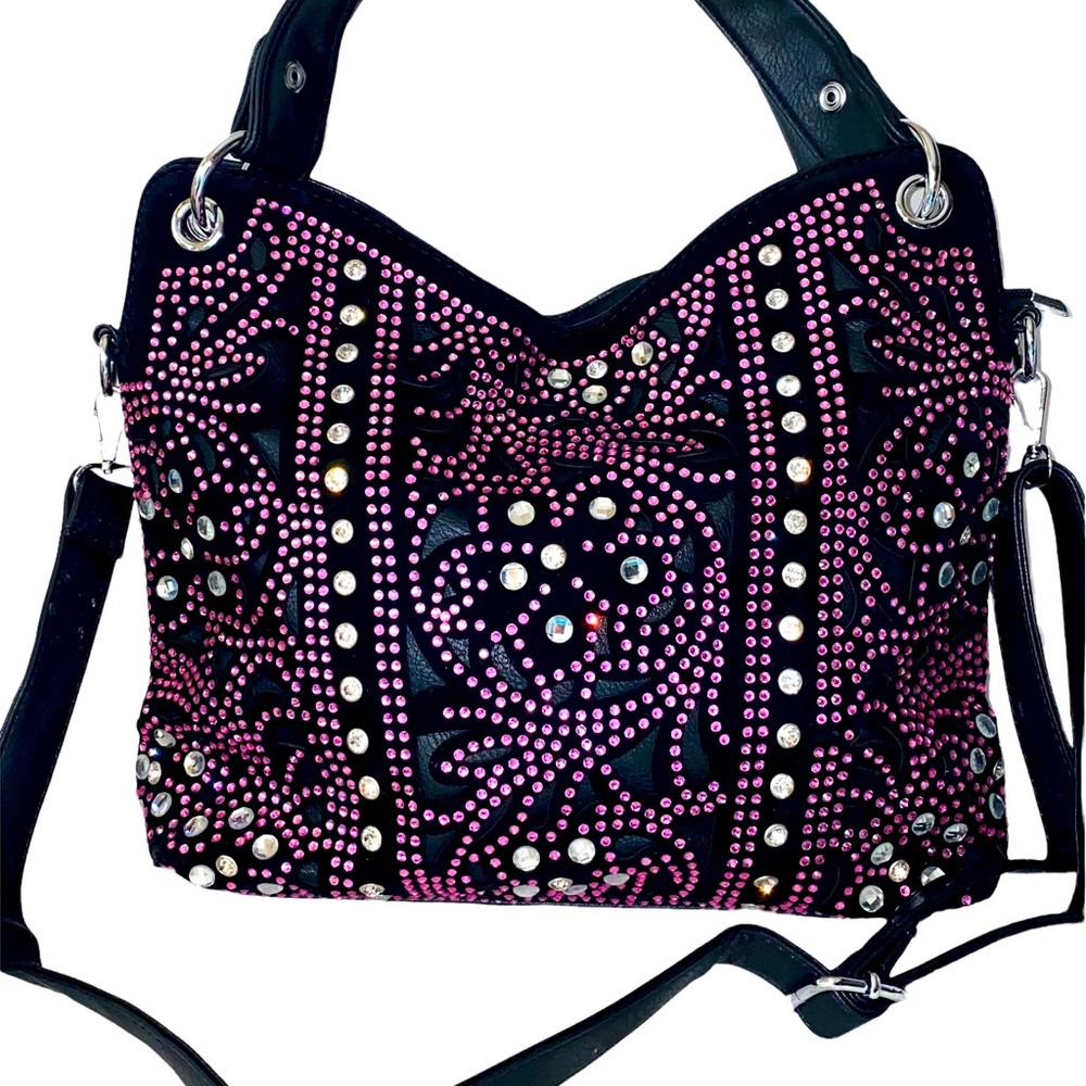 Beautiful pink Rhinestone bling unique fashion bag purse